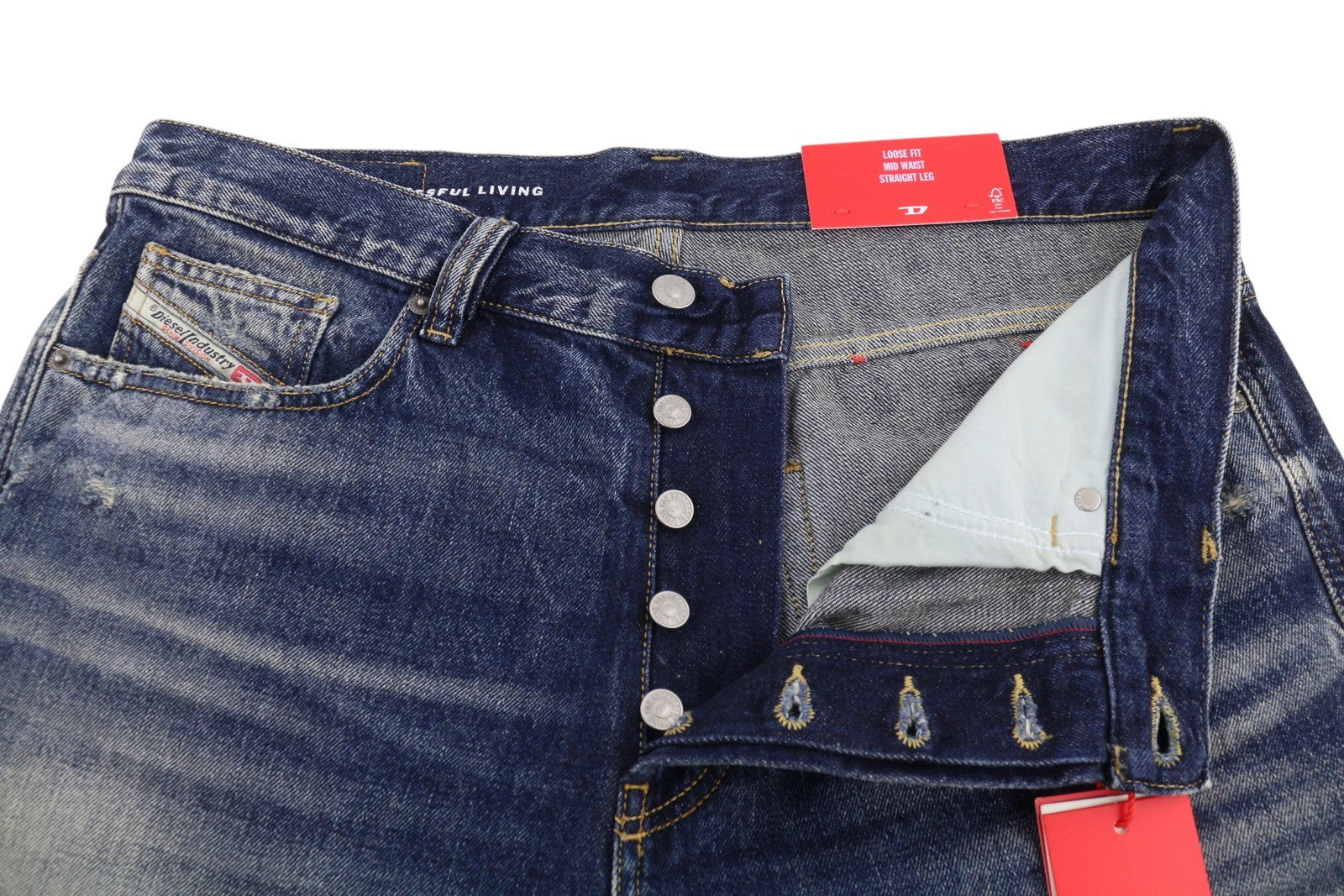 DIESEL 2010 D-Macs 09J95 Men Jeans W36/L32 Blue Distress Loose Straight RRP275