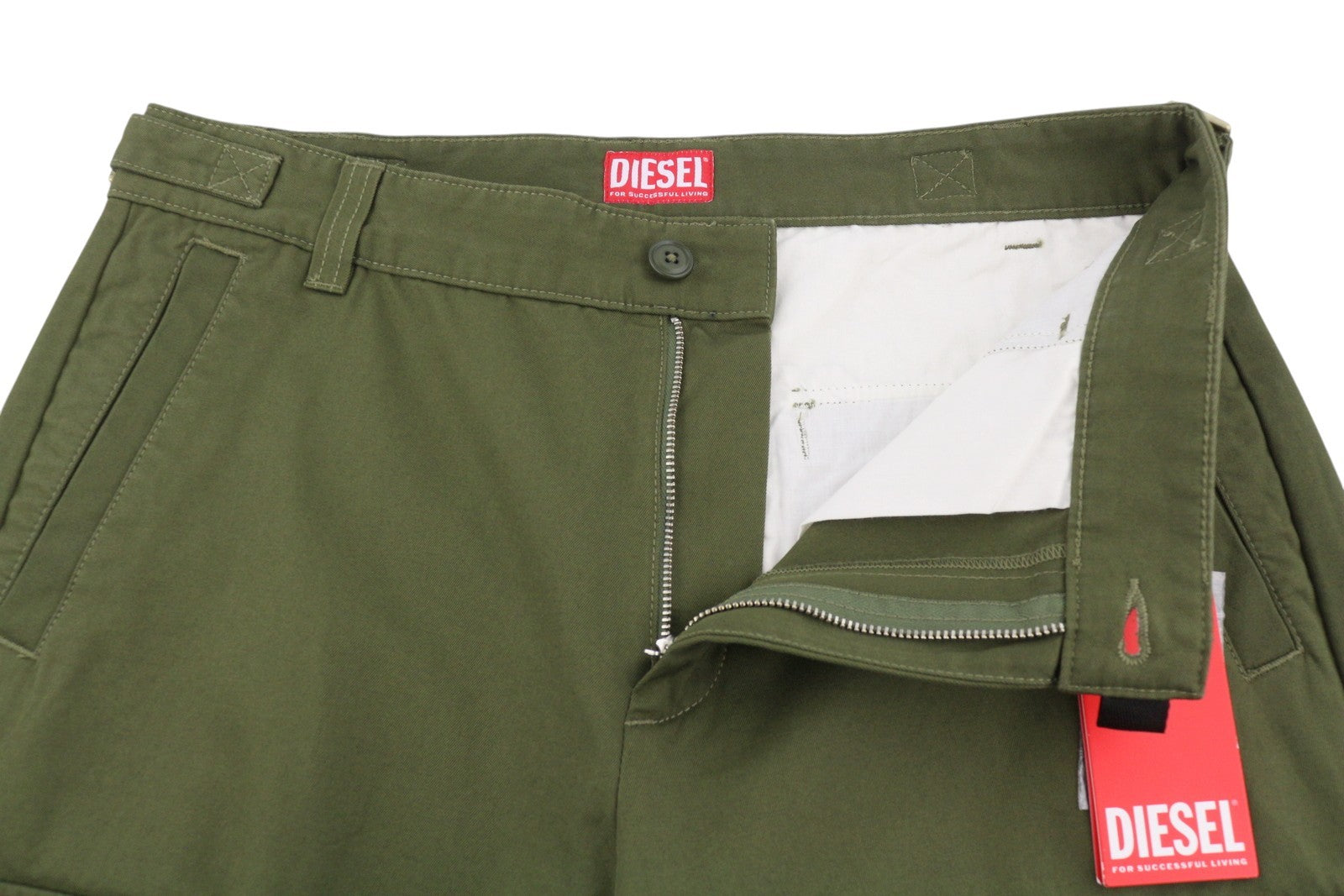 DIESEL P-Argym Men Trousers 50 W33 Khaki Green Regular Fit Cargo RRP225