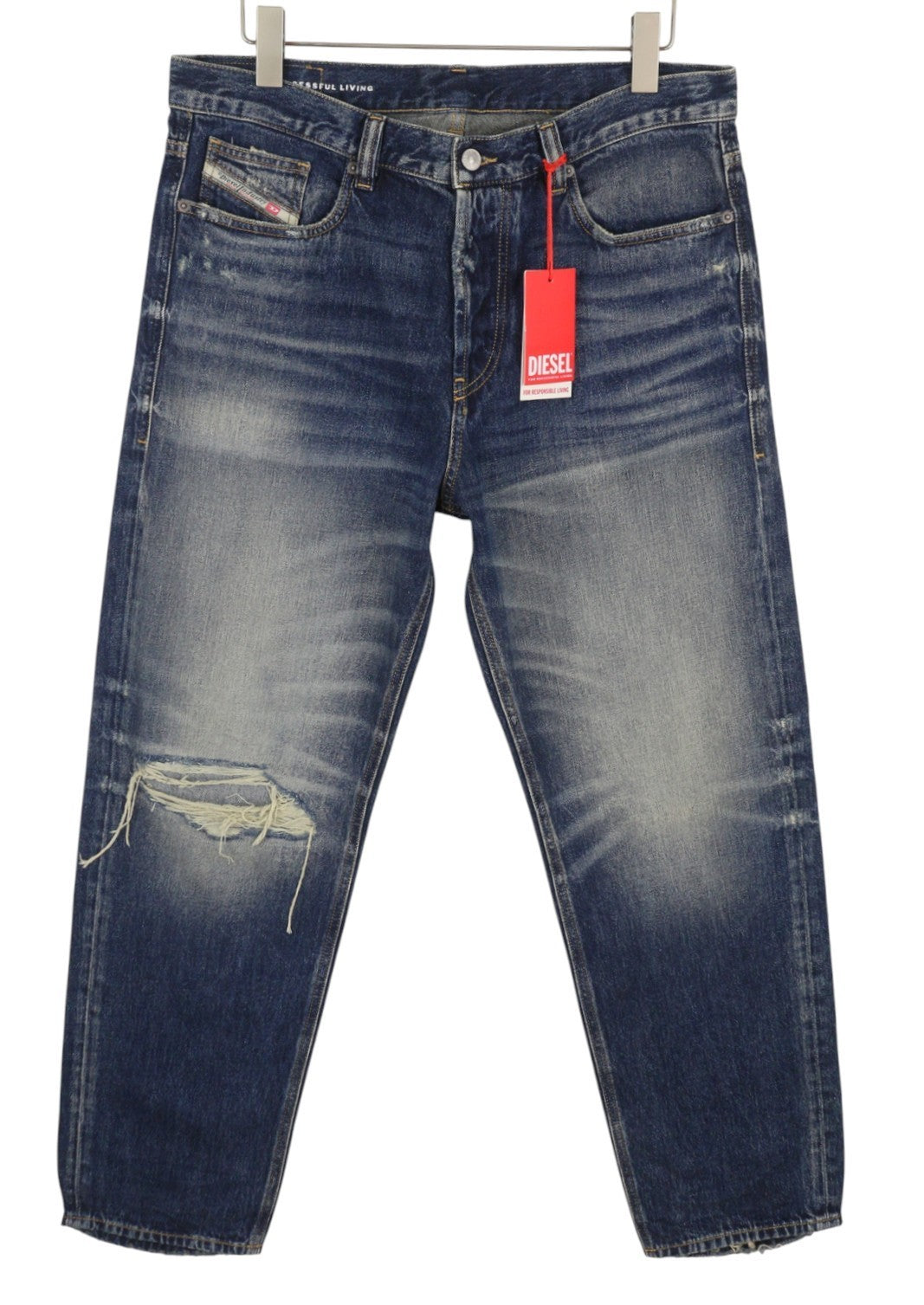 DIESEL 2010 D-Macs 09J95 Men Jeans W34/L32 Blue Distress Loose Straight RRP275
