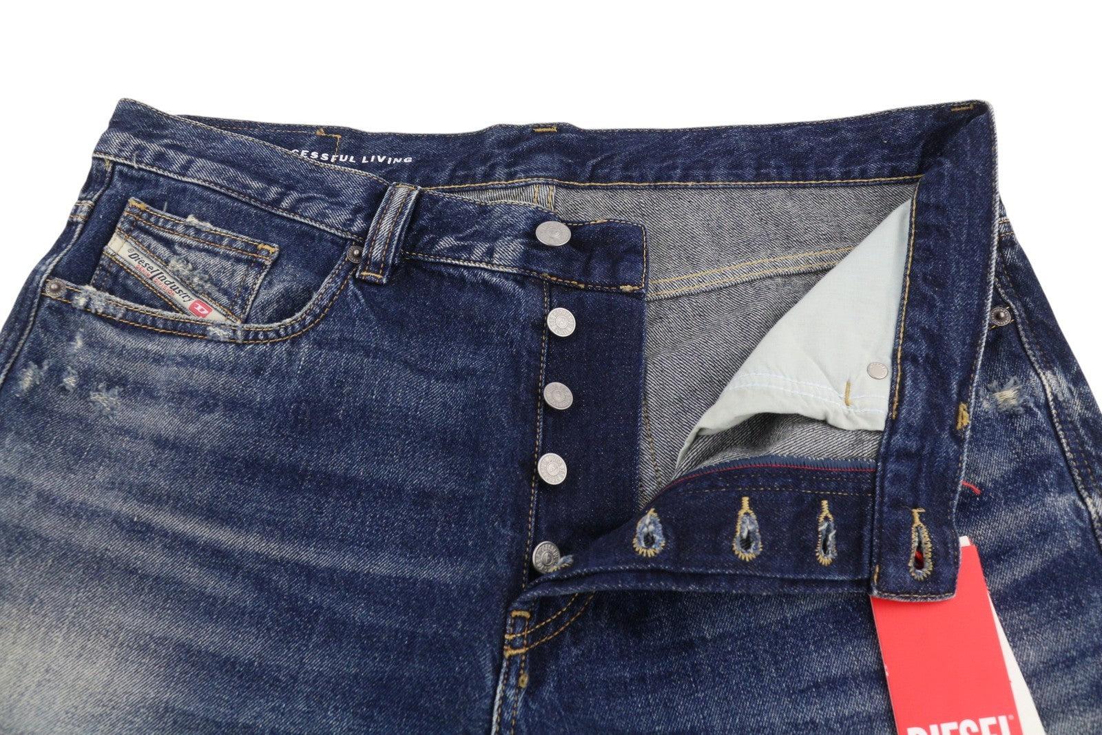 DIESEL 2010 D-Macs 09J95 Men Jeans W34/L32 Blue Distress Loose Straight RRP275