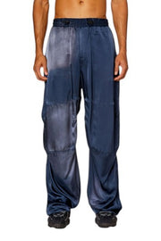 DIESEL P-Marty Men Trousers 50 W33 Blue Satin Oversized Extra-Baggy Cargo RRP325