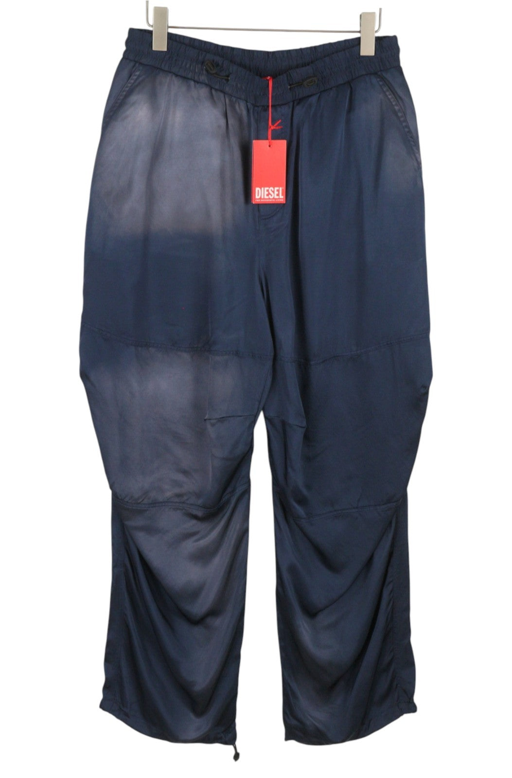 DIESEL P-Marty Men Trousers 50 W33 Blue Satin Oversized Extra-Baggy Cargo RRP325