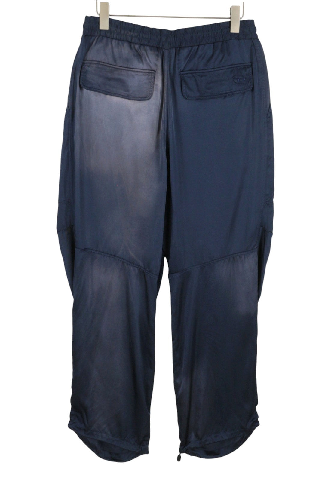 DIESEL P-Marty Men Trousers 50 W33 Blue Satin Oversized Extra-Baggy Cargo RRP325