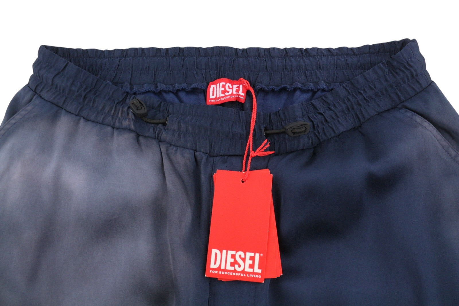 DIESEL P-Marty Men Trousers 50 W33 Blue Satin Oversized Extra-Baggy Cargo RRP325