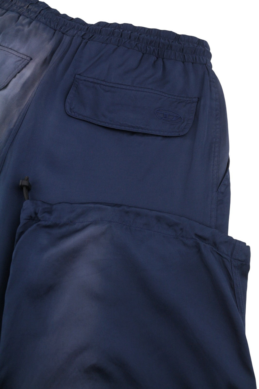 DIESEL P-Marty Men Trousers 50 W33 Blue Satin Oversized Extra-Baggy Cargo RRP325