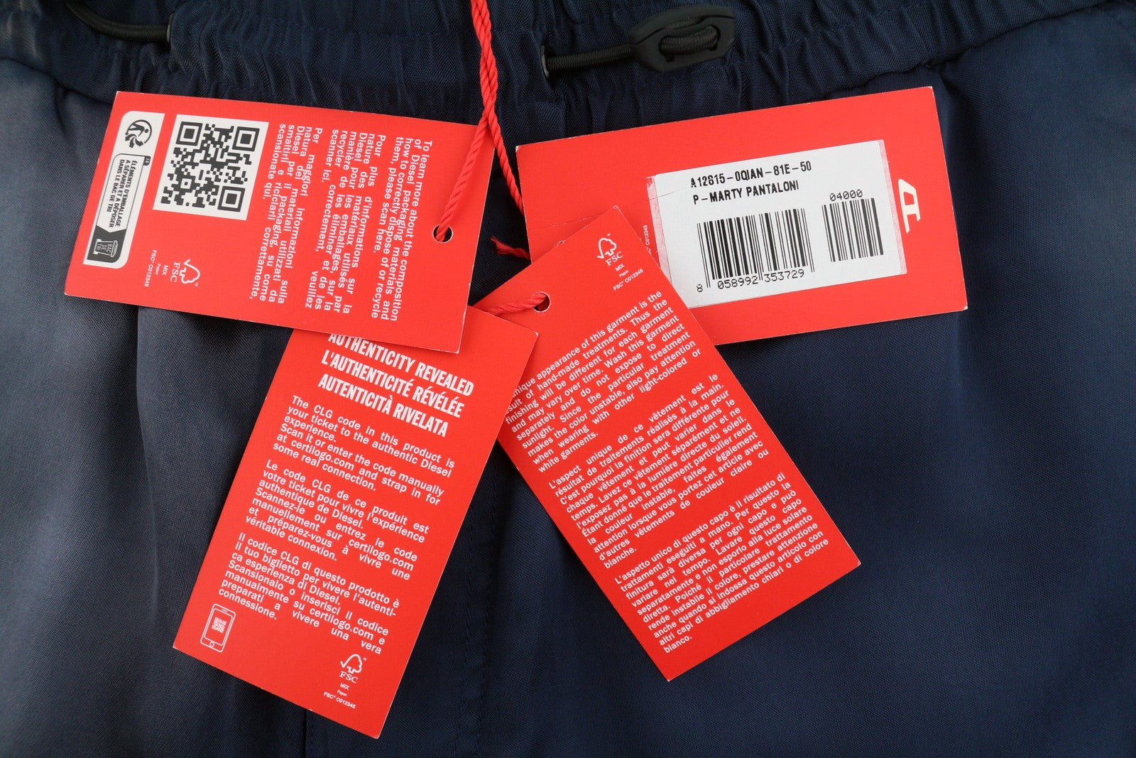 DIESEL P-Marty Men Trousers 50 W33 Blue Satin Oversized Extra-Baggy Cargo RRP325