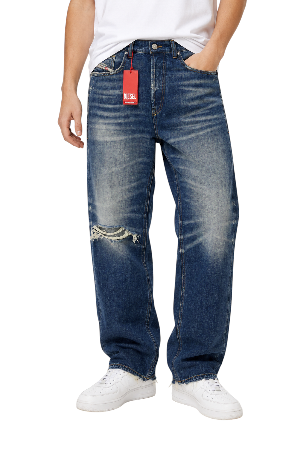 DIESEL 2010 D-Macs 09J95 Men Jeans W34/L32 Blue Distress Loose Straight RRP275