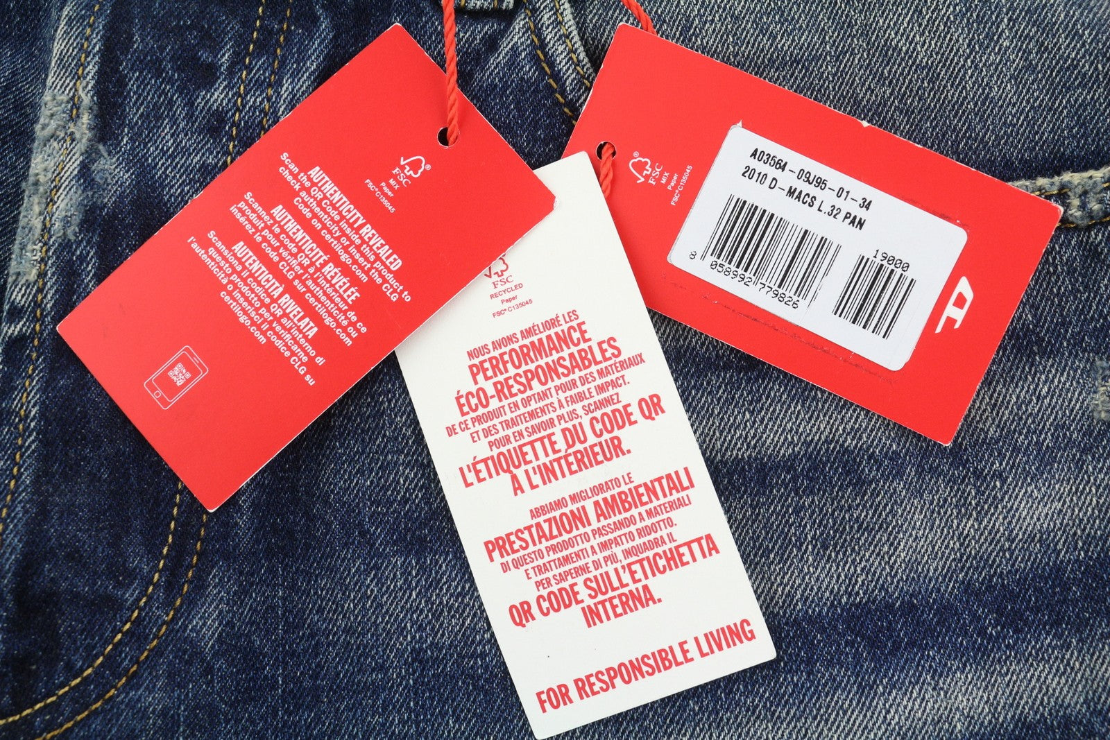 DIESEL 2010 D-Macs 09J95 Men Jeans W34/L32 Blue Distress Loose Straight RRP275