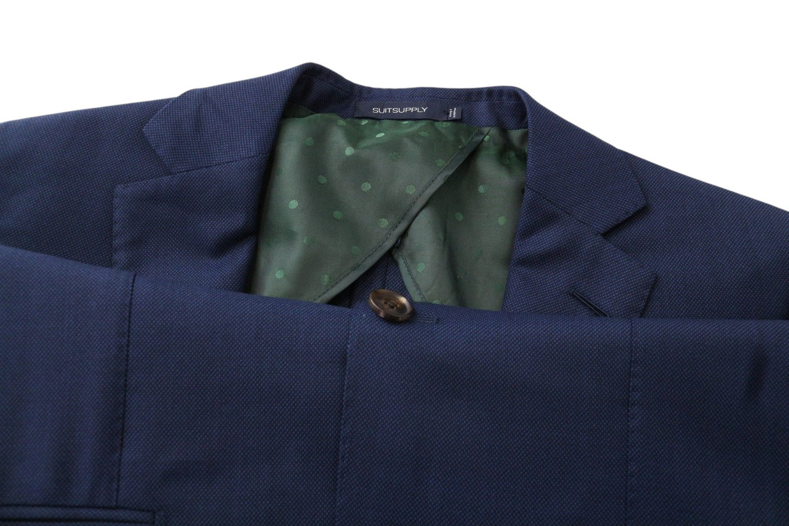 SUITSUPPLY La Spalla Men Suit UK34S Blue 2-Piece Slim Check Wool S130