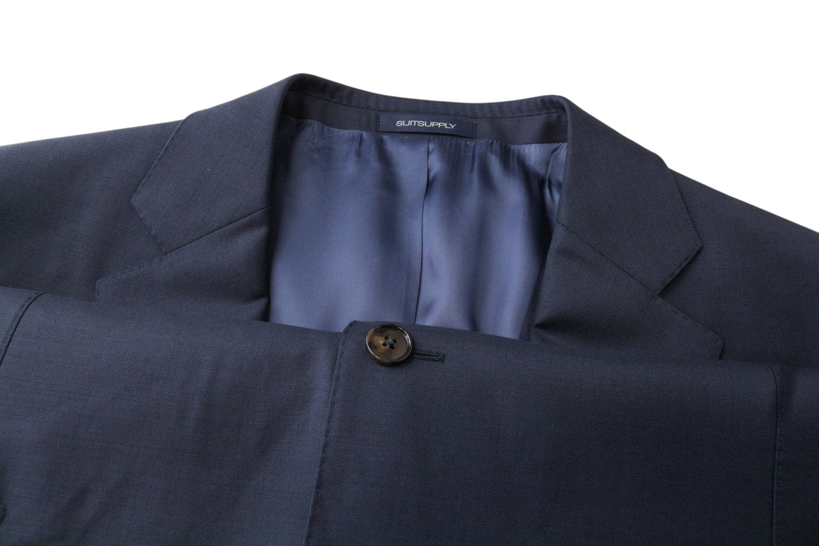 SUITSUPPLY Lazio Men Suit UK50S Blue 3-Piece Slim Melange Wool S110s Perennial