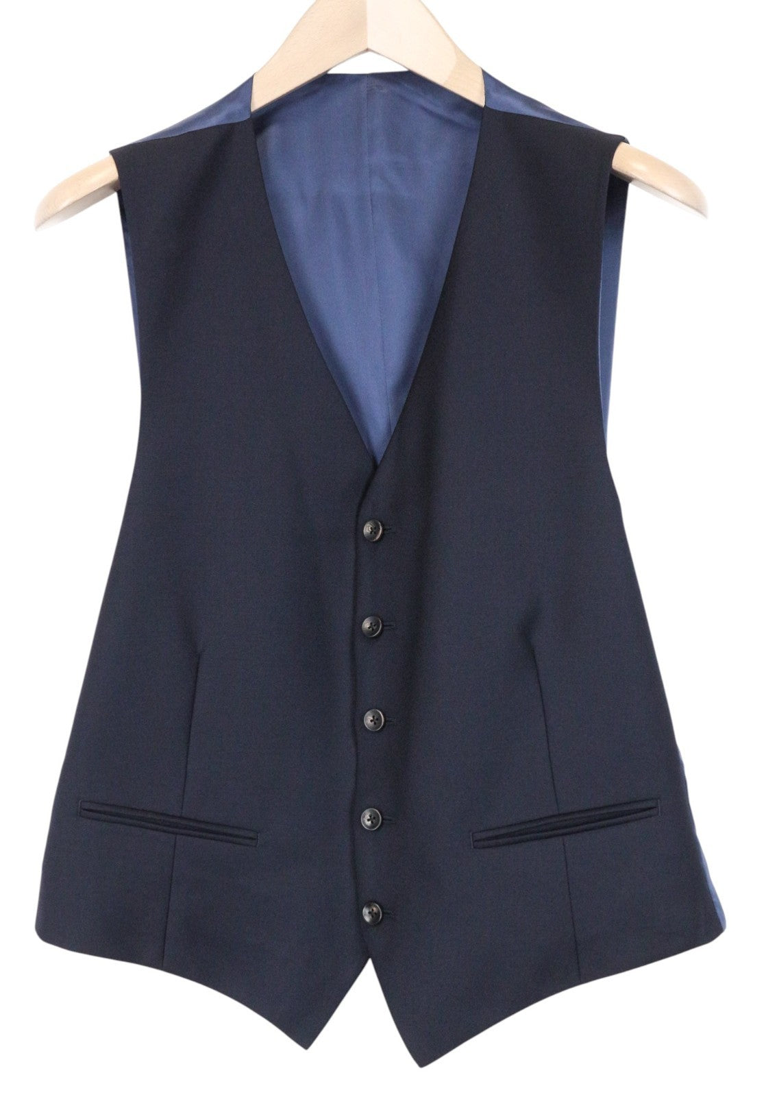 SUITSUPPLY Ferrara Men Suit UK40S Navy Flat-Front Wool 2-Piece Slim Melange