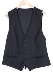 SUITSUPPLY Ferrara Men Waistcoat UK42R Blue Slim Wool Classic V-Neck Adjustable