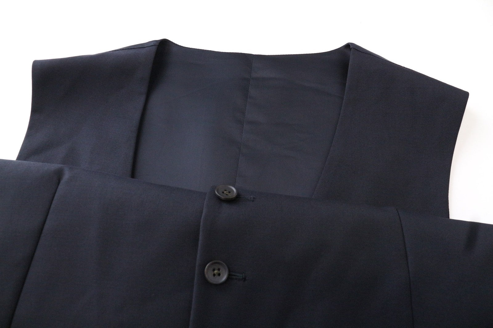 SUITSUPPLY Ferrara Men Waistcoat UK42R Blue Slim Wool Classic V-Neck Adjustable