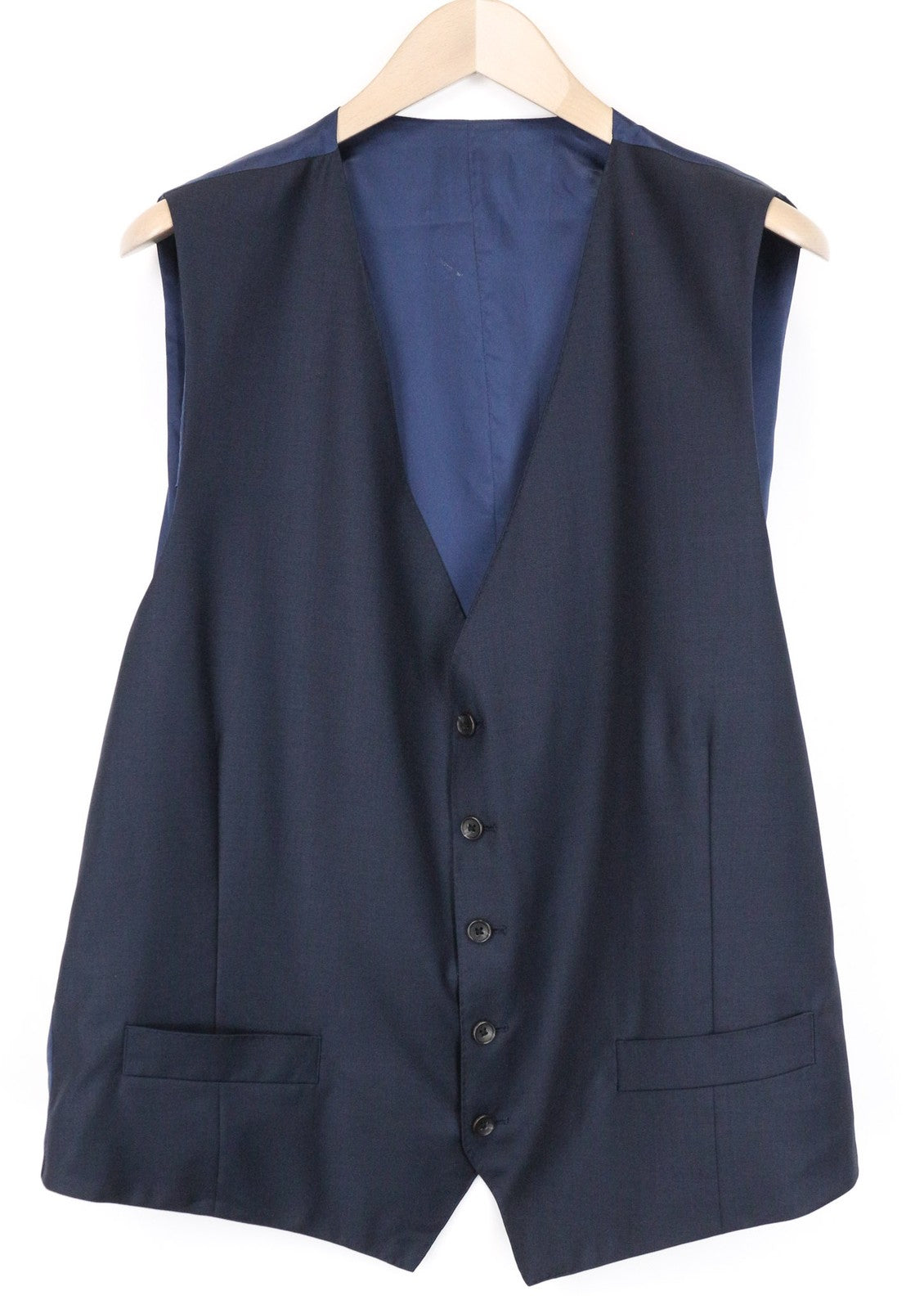SUITSUPPLY Lazio Men Waistcoat UK54 Navy Blue Slim Melange Classic Formal Wool