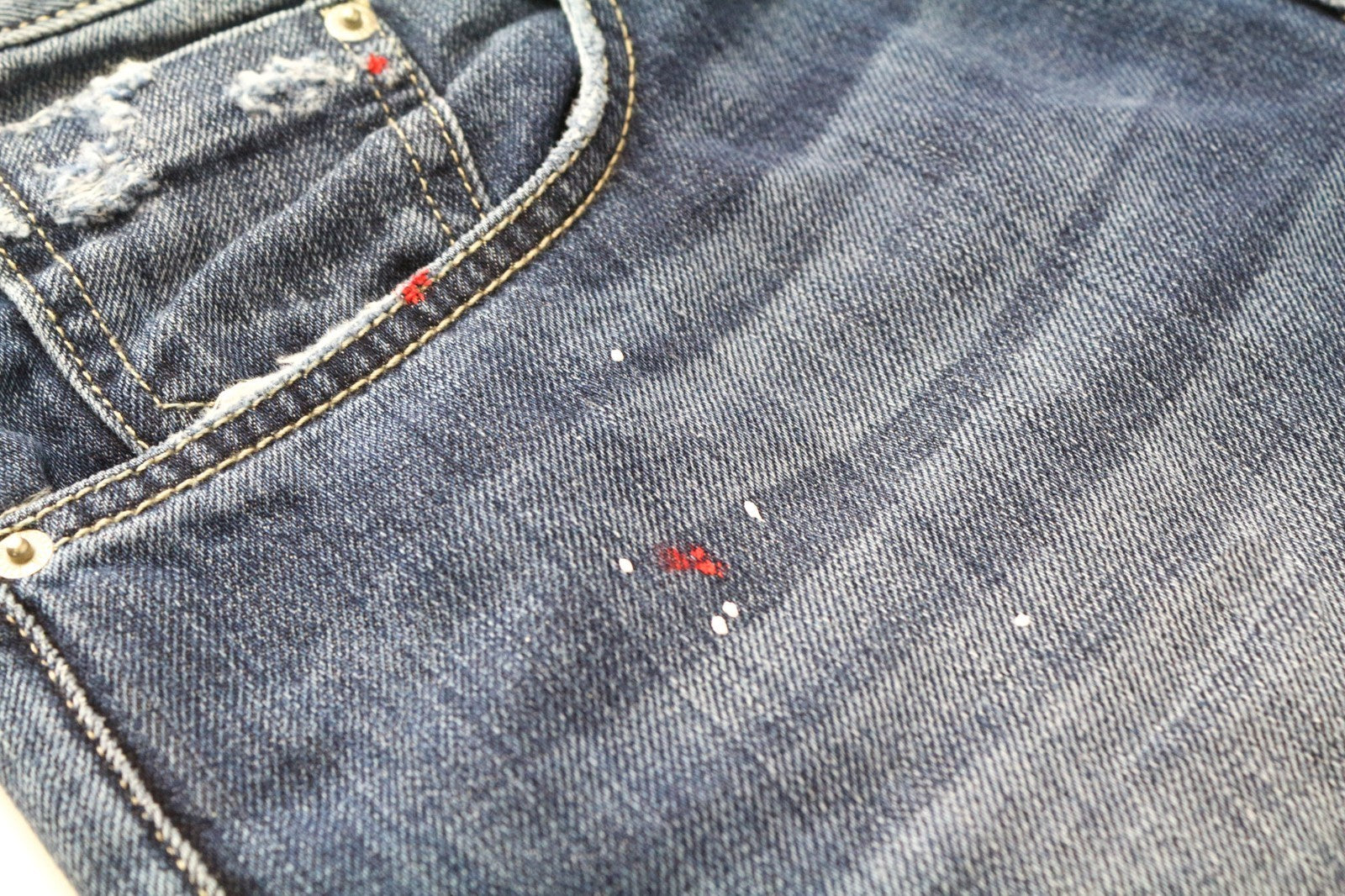 TAKESHY KUROSAWA TK08 Men Jeans W32 Blue Non-Stretch Distressed Slim Buttoned