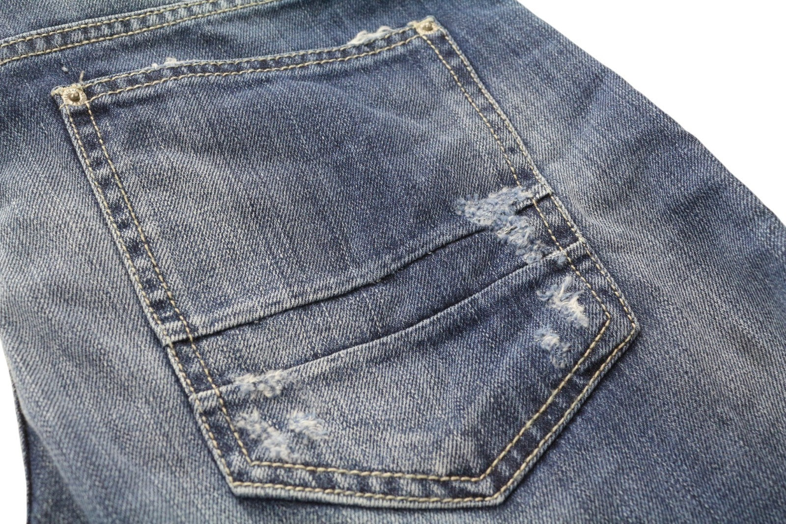TAKESHY KUROSAWA TK08 Men Jeans W32 Blue Non-Stretch Distressed Slim Buttoned