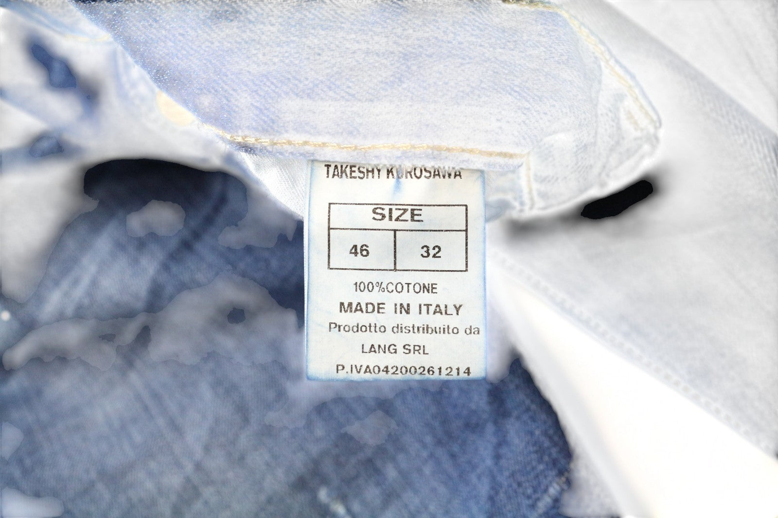 TAKESHY KUROSAWA TK08 Men Jeans W32 Blue Non-Stretch Distressed Slim Buttoned