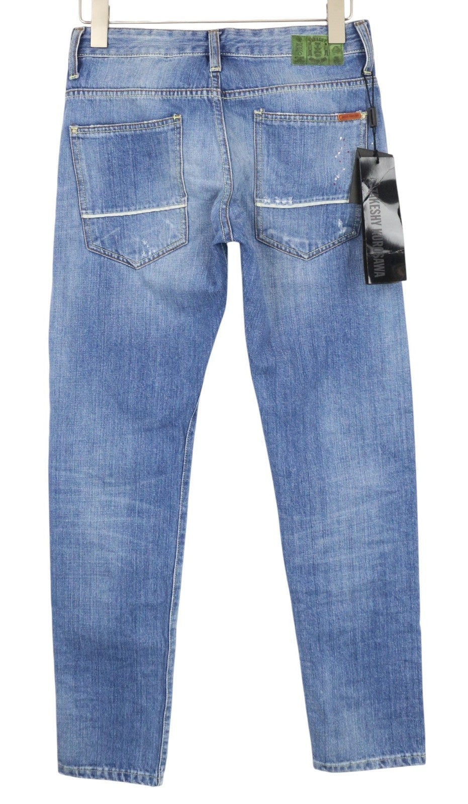 TAKESHY KUROSAWA TK72 Men Jeans W30 Blue Non-Stretch Distressed Slim Tapered