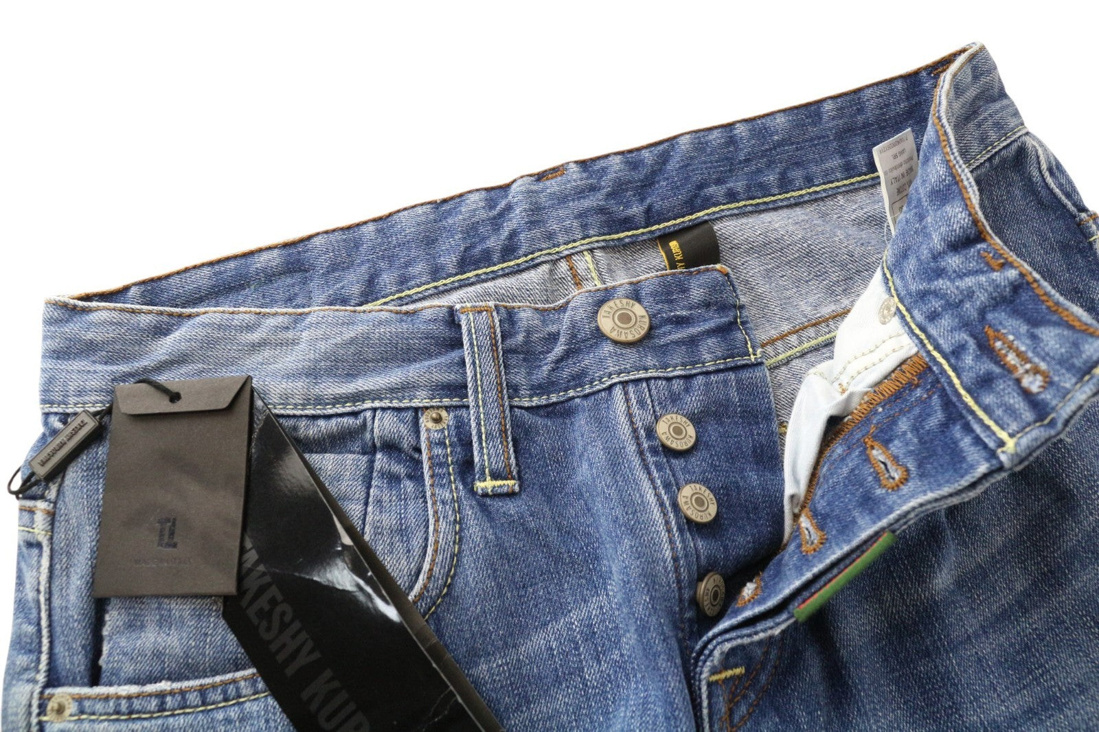 TAKESHY KUROSAWA TK72 Men Jeans W30 Blue Non-Stretch Distressed Slim Tapered