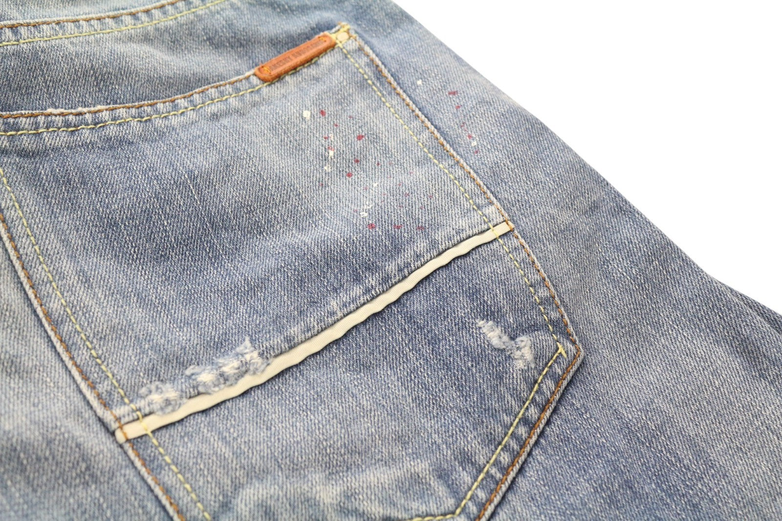 TAKESHY KUROSAWA TK72 Men Jeans W30 Blue Non-Stretch Distressed Slim Tapered