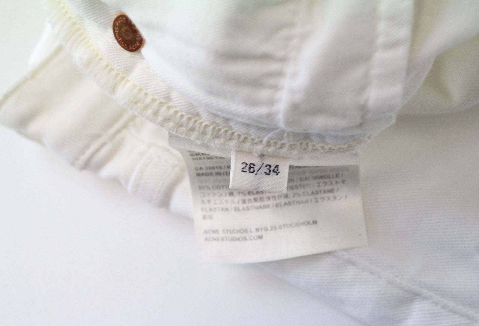 ACNE STUDIOS Skin 5 Women Jeans W26/L34 White Stretch Vintage Skinny Zipped