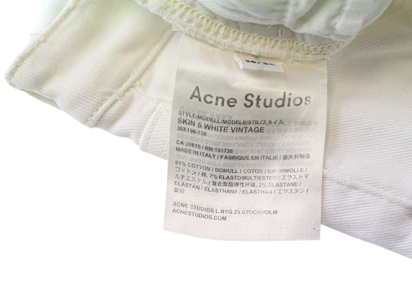 ACNE STUDIOS Skin 5 Women Jeans W26/L34 White Stretch Vintage Skinny Zipped