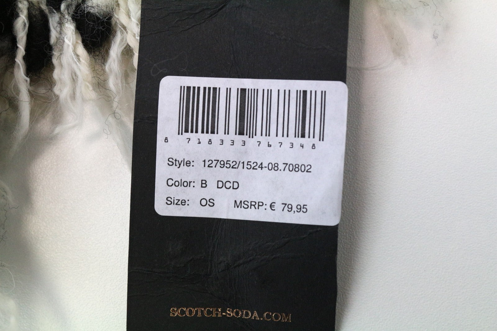 MAISON SCOTCH Women Scarf One Size Black Geometric Triangle Wool Chunky Knit