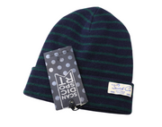 SCOTCH & SODA Men Hat One Size Wool Blend Blue Beanie Tight-Knit Striped Cuffed