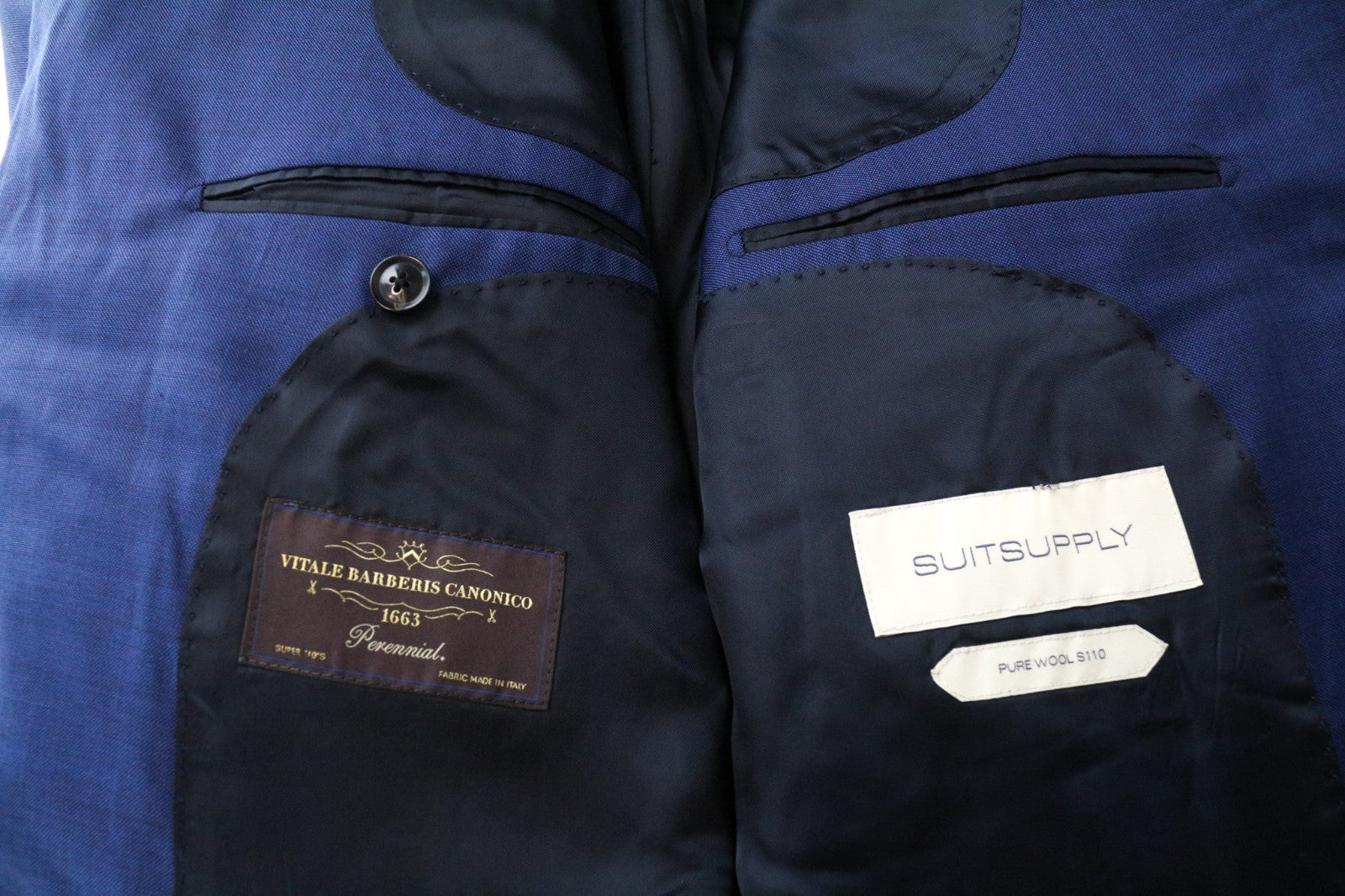 SUITSUPPLY Lazio Men Suit UK50S Slim Fit Pure Wool Super 110's Blue 2 Piece
