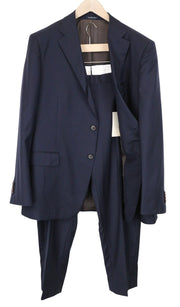 SUITSUPPLY Napoli Men Suit UK46R Notch Lapel Lined Pure Wool Navy Blue 2 Piece
