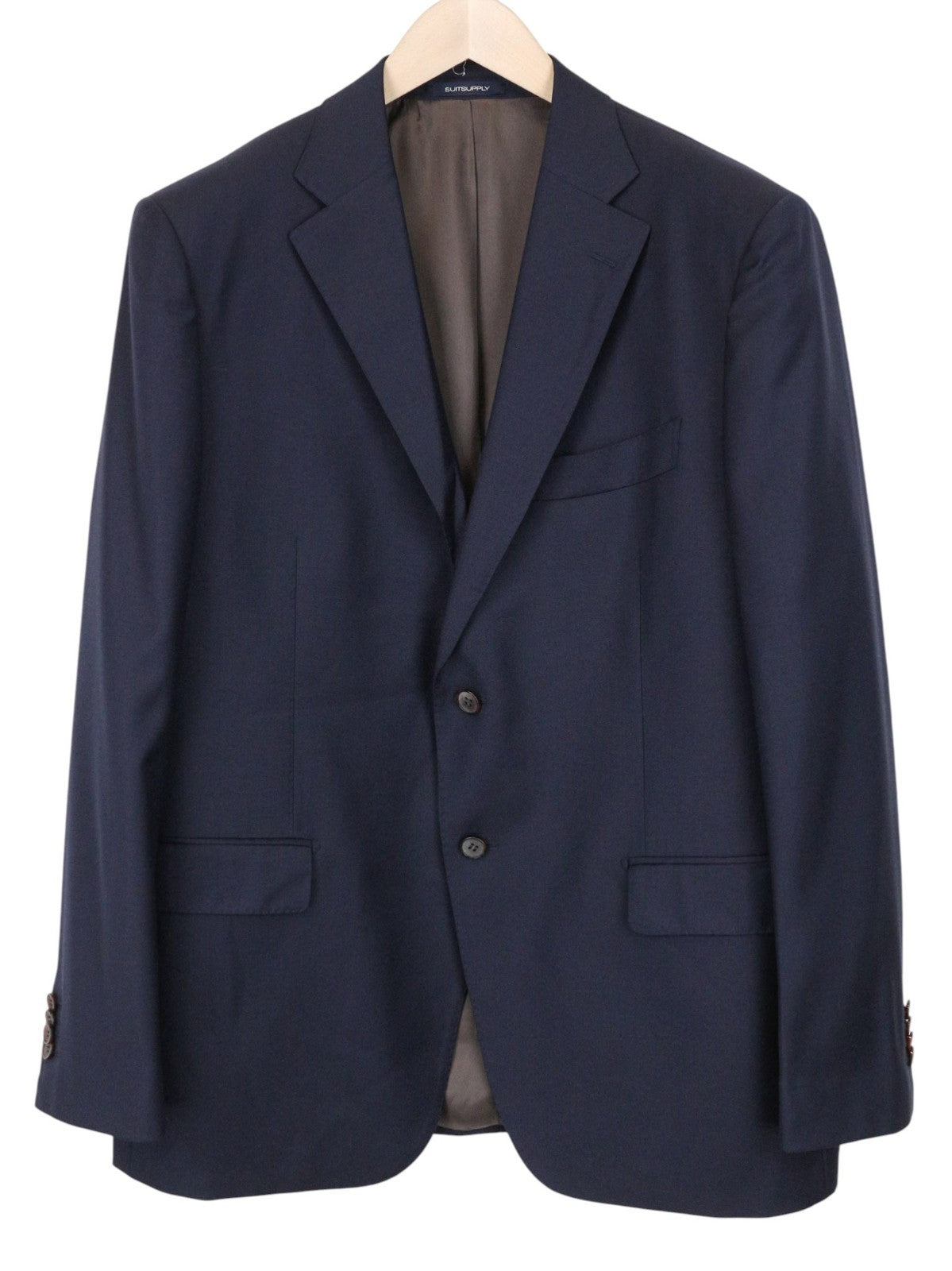 SUITSUPPLY Napoli Men Suit UK46R Notch Lapel Lined Pure Wool Navy Blue 2 Piece