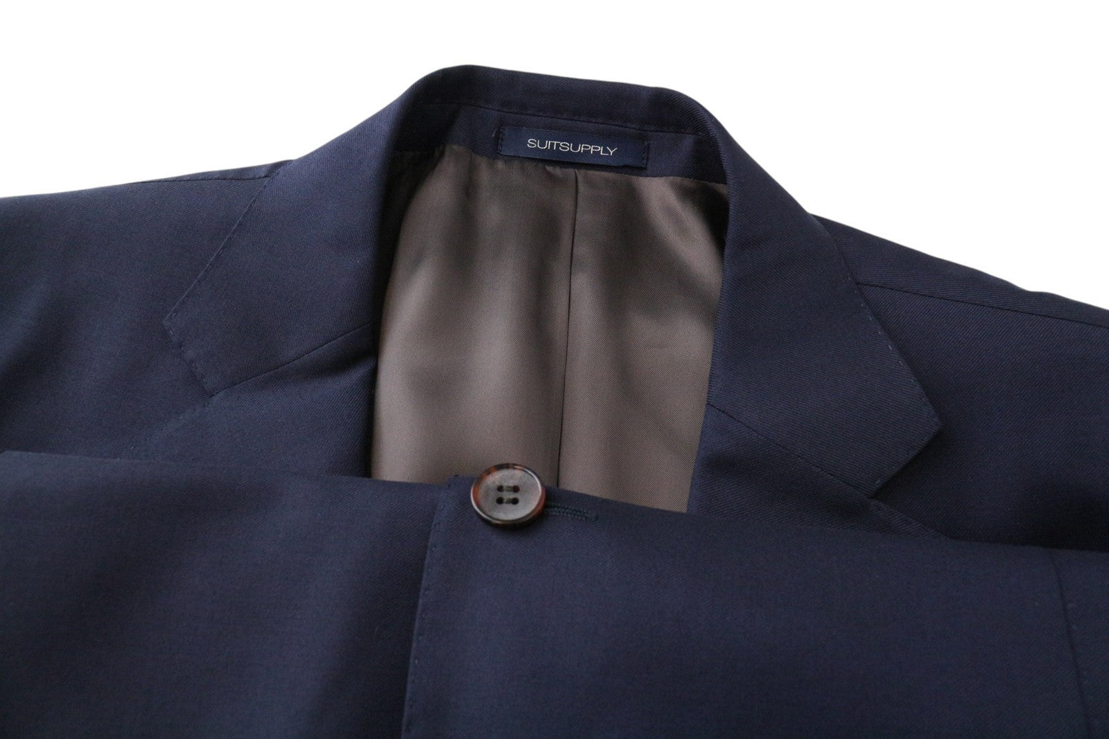 SUITSUPPLY Napoli Men Suit UK46R Notch Lapel Lined Pure Wool Navy Blue 2 Piece