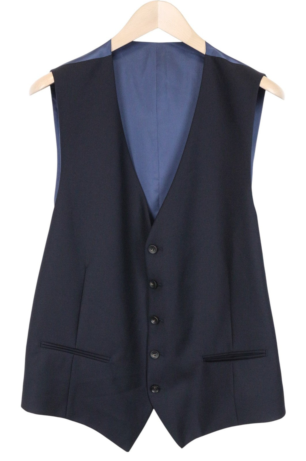 SUITSUPPLY Ferrara Men Suit UK46L Trousers Waistcoat Wool Navy Blue 2 Piece