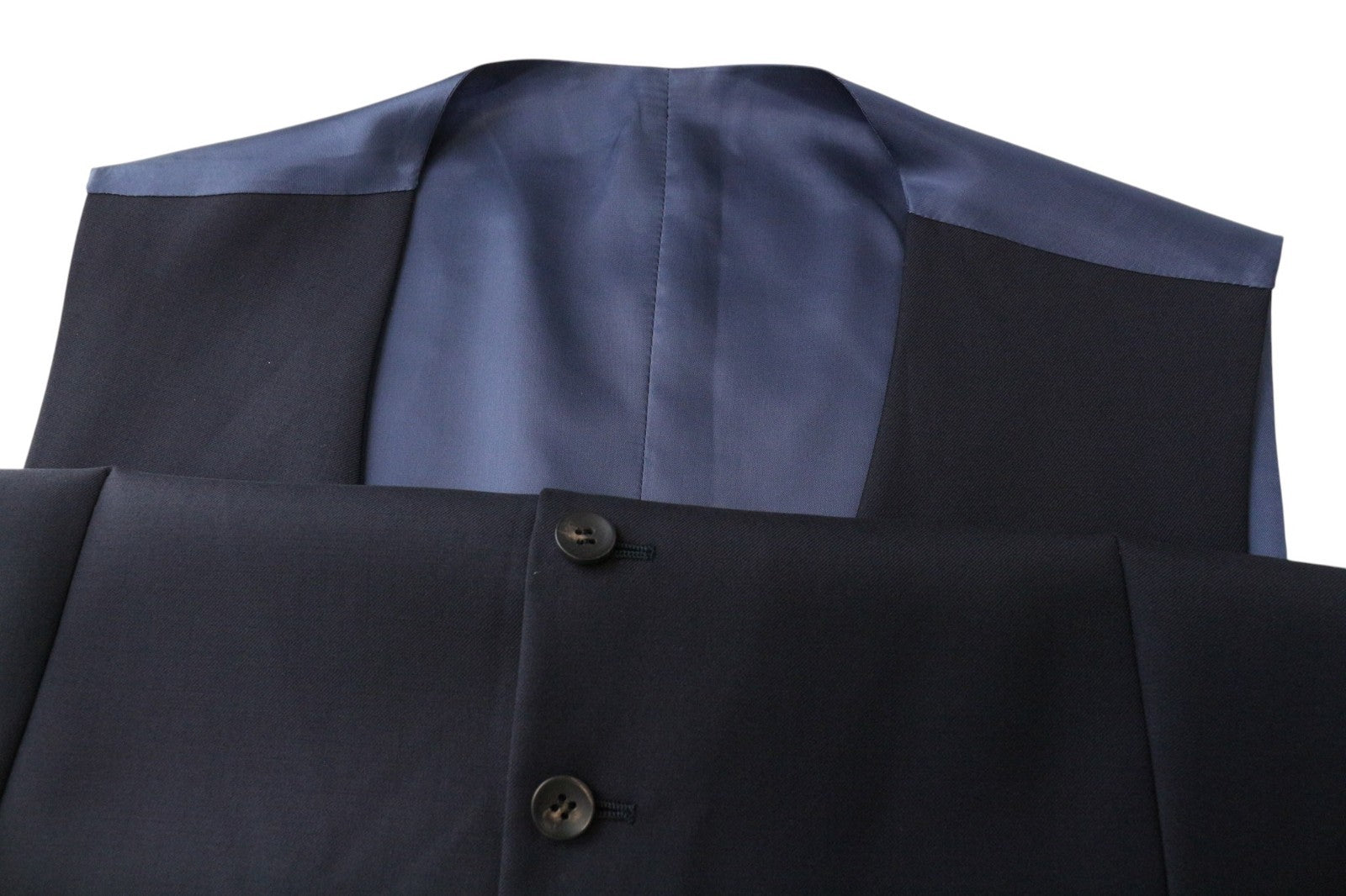 SUITSUPPLY Ferrara Men Suit UK46L Trousers Waistcoat Wool Navy Blue 2 Piece