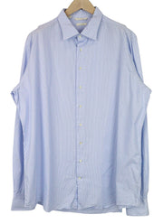 SUITSUPPLY Men Shirt 47L/18 1/2L Slim Blue Pure Cotton Striped Pattern Formal