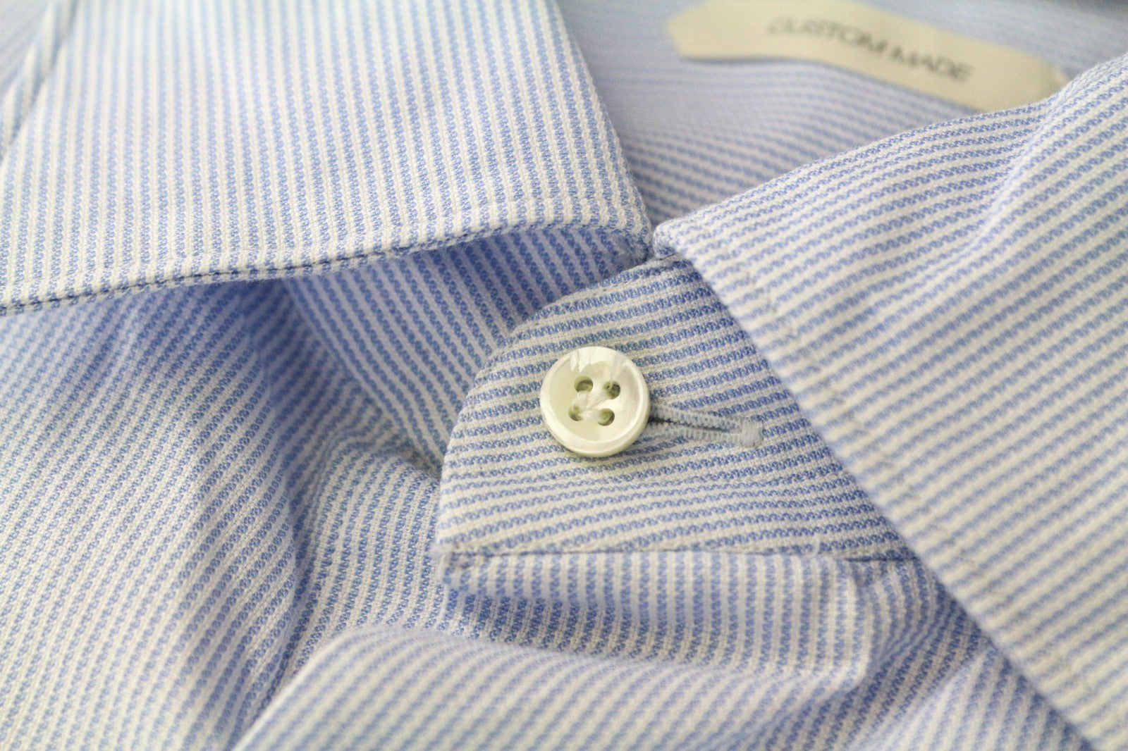 SUITSUPPLY Men Shirt 47L/18 1/2L Slim Blue Pure Cotton Striped Pattern Formal