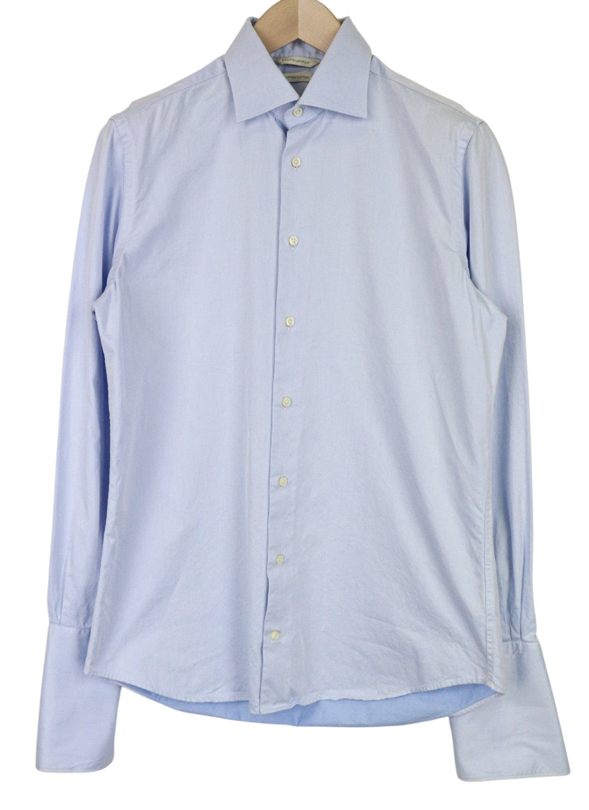 SUITSUPPLY Men Shirt 39/15 1/2 Slim Fit Blue Pure Cotton Long Sleeved Classic