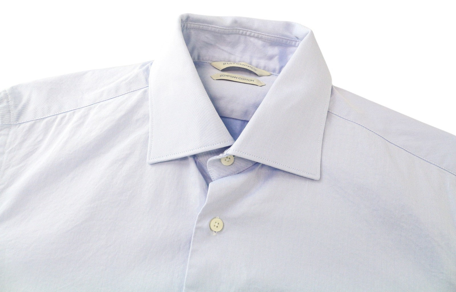 SUITSUPPLY Men Shirt 39/15 1/2 Slim Fit Blue Pure Cotton Long Sleeved Classic