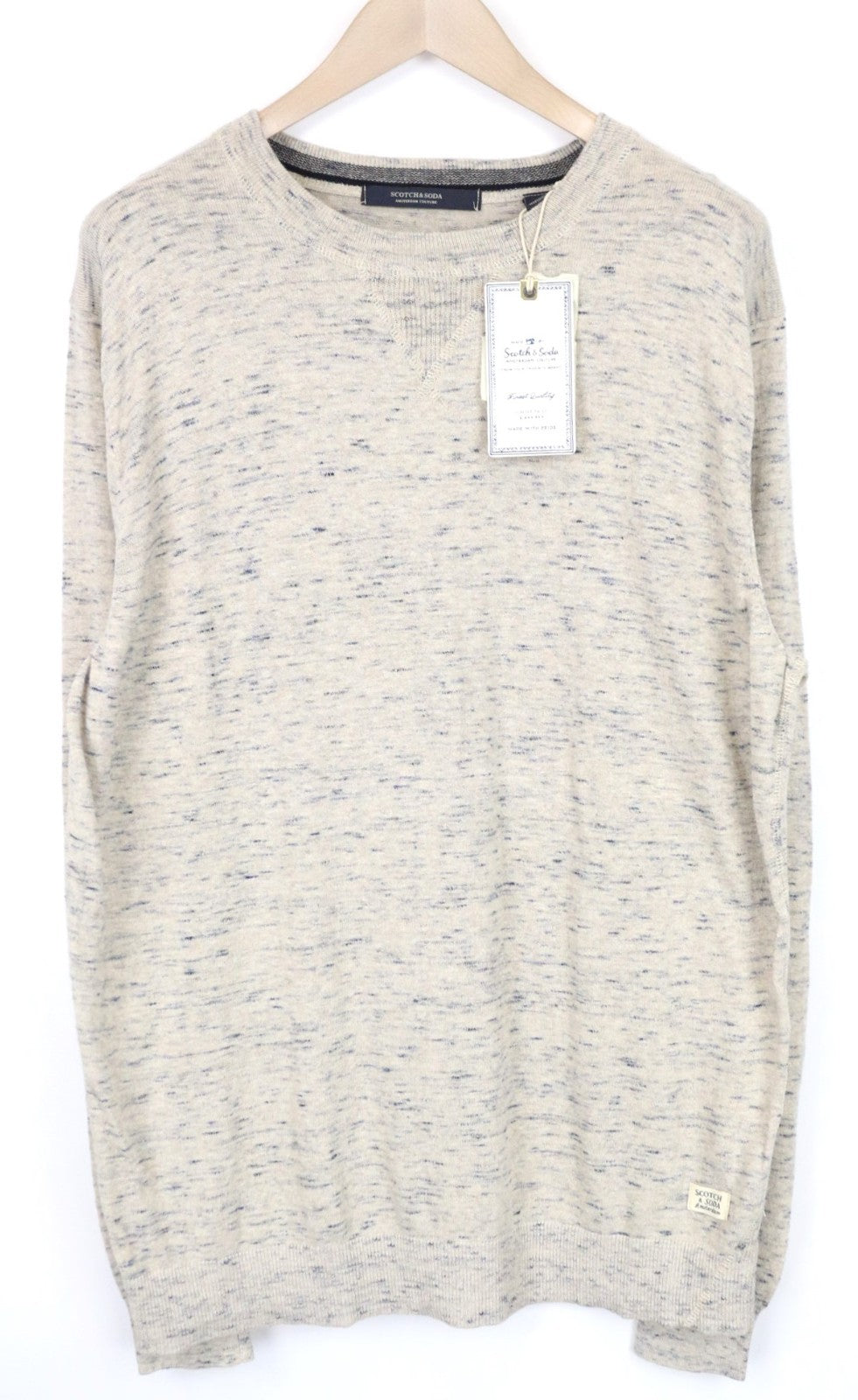 SCOTCH & SODA Ams Couture Men Sweatshirt 2XL Grey Cotton Linen Long Sleeve