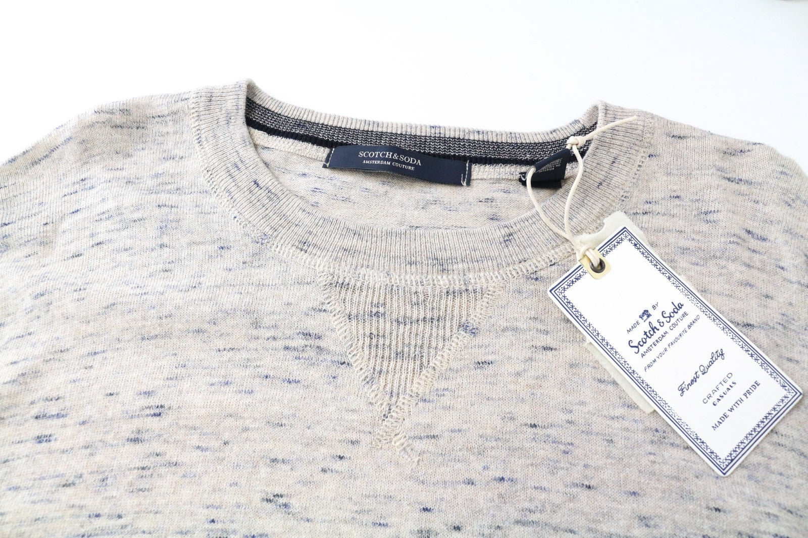 SCOTCH & SODA Ams Couture Men Sweatshirt 2XL Grey Cotton Linen Long Sleeve