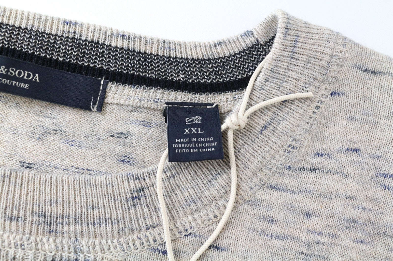 SCOTCH & SODA Ams Couture Men Sweatshirt 2XL Grey Cotton Linen Long Sleeve