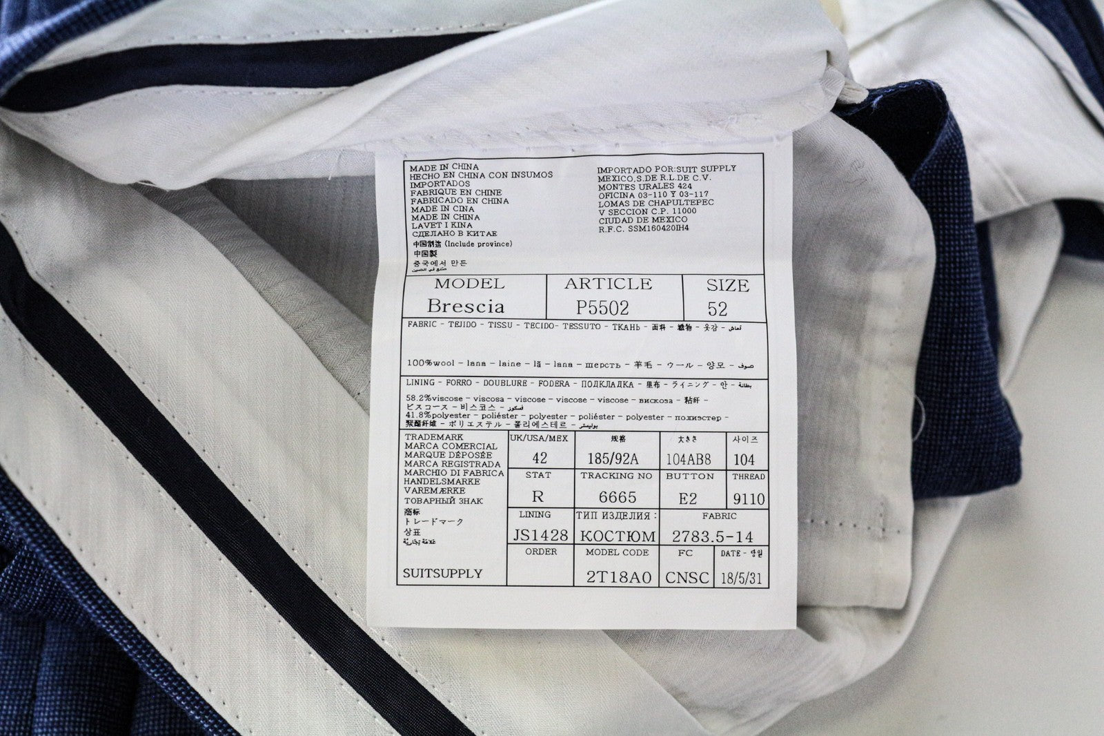 SUITSUPPLY Brescia Men Trousers UK42R Pure Wool Blue Pleated Front Classic
