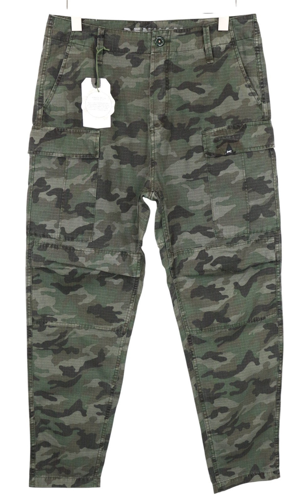DENHAM Nato Men Trousers W29/L34 Pure Cotton Green Camouflage Pattern Cargo