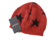 MAISON SCOTCH Women Hat OS Girls Red Mohair Blend Star Patterned Knitted Beanie