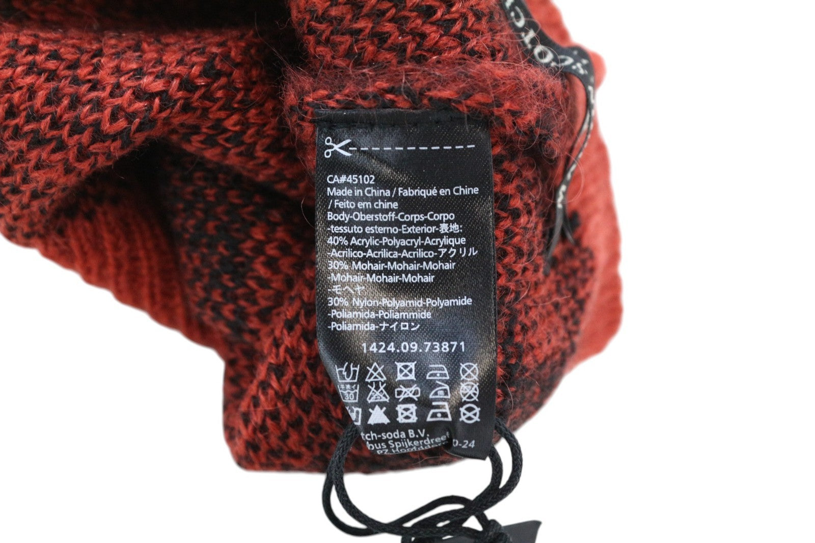 MAISON SCOTCH Women Hat OS Girls Red Mohair Blend Star Patterned Knitted Beanie