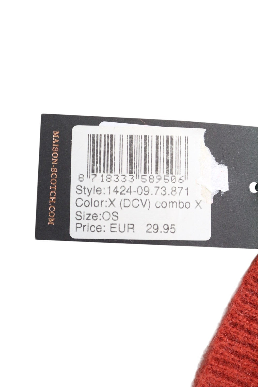 MAISON SCOTCH Women Hat OS Girls Red Mohair Blend Star Patterned Knitted Beanie