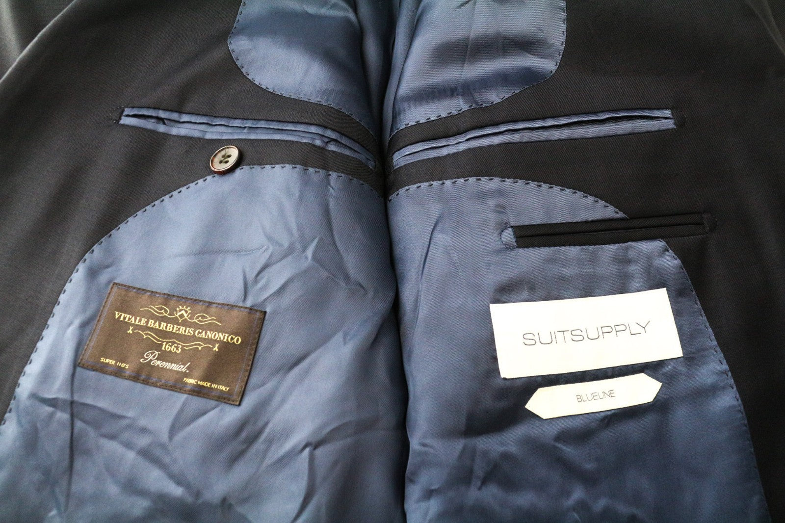 SUITSUPPLY Lazio Blueline Men Suit UK52R Pleated Classic Blue Pure Wool 2 Piece