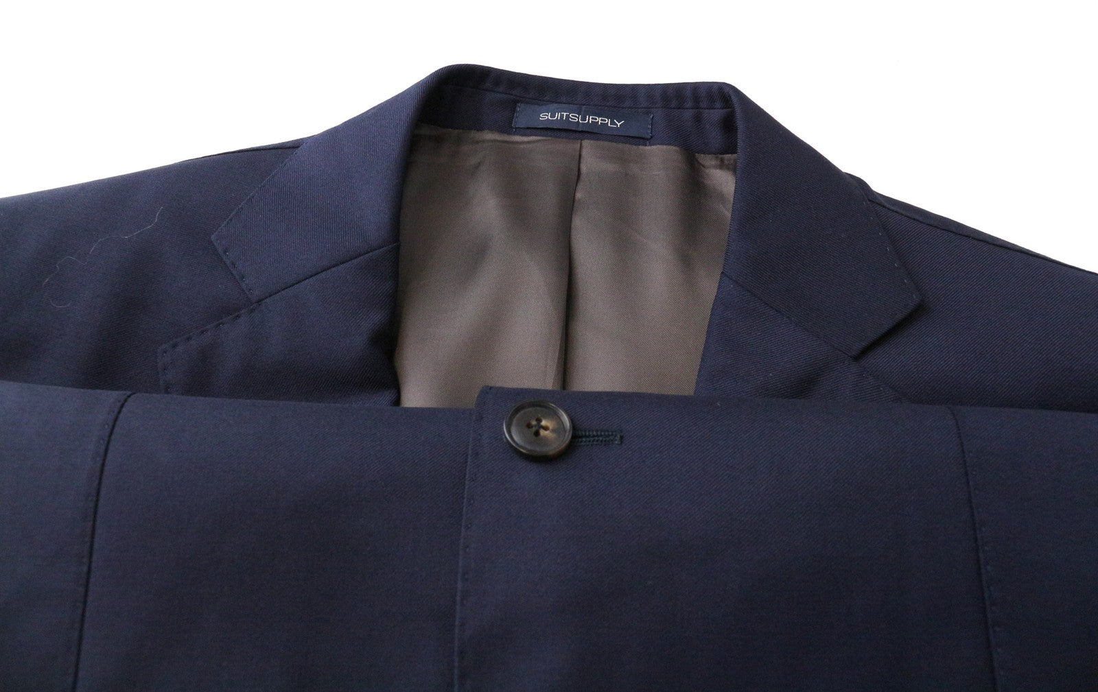 SUITSUPPLY Napoli Men Suit UK38R Formal Lined Notch Lapel Blue Wool 2 Piece