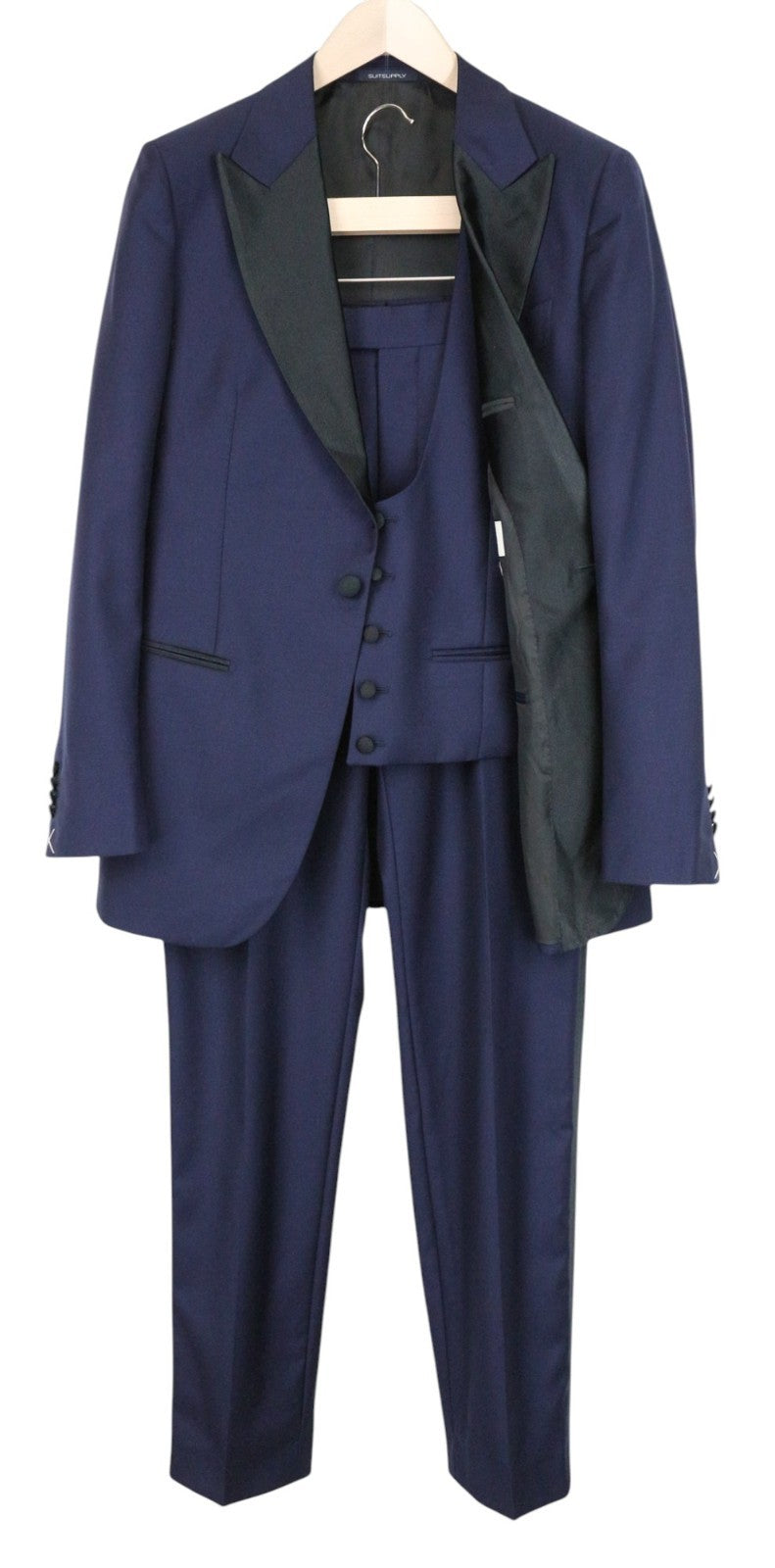SUITSUPPLY Lazio Tuxedo Men Suit UK36R Slim Navy Blue Wool Super 130's 3 Piece