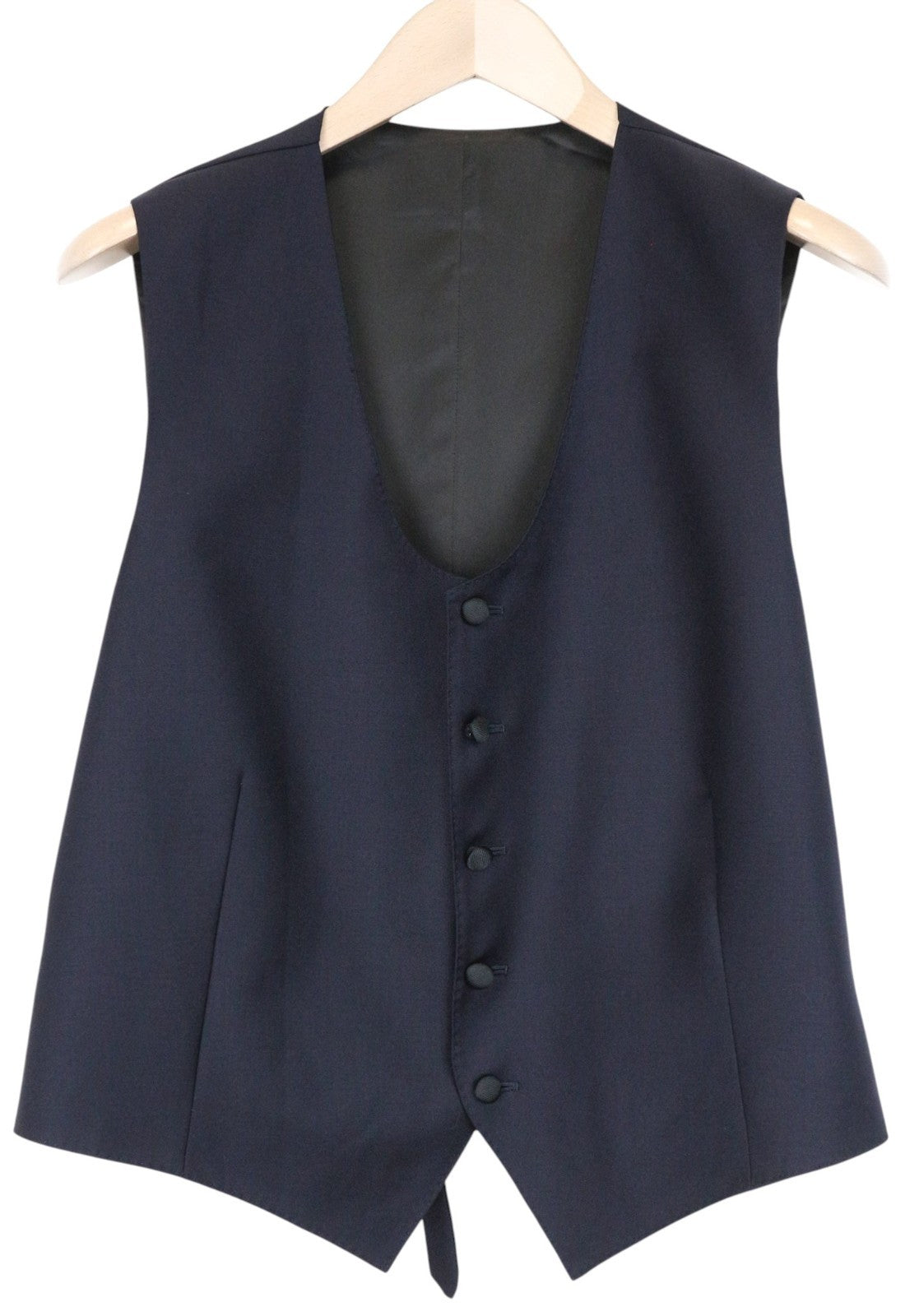SUITSUPPLY Ferrara Men Suit UK42S Trousers Waistcoat Navy Blue Wool 2 Piece